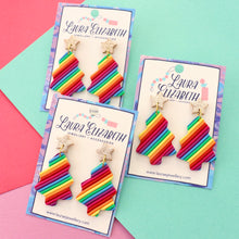 Christmas tree earrings - Rainbow stripe