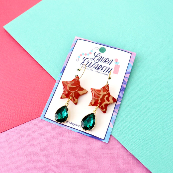 Luxe Christmas star hoop earrings