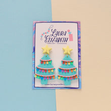 Christmas tree earrings - pastel rainbow lights
