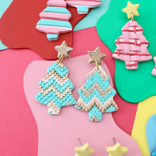 Christmas tree earrings - mint foil fringe