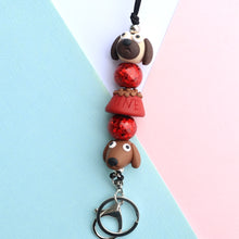 Pug and Dachshund Polymer Clay Lanyard