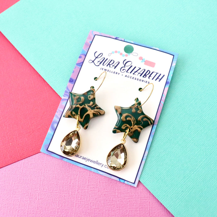 Luxe Christmas star hoop earrings