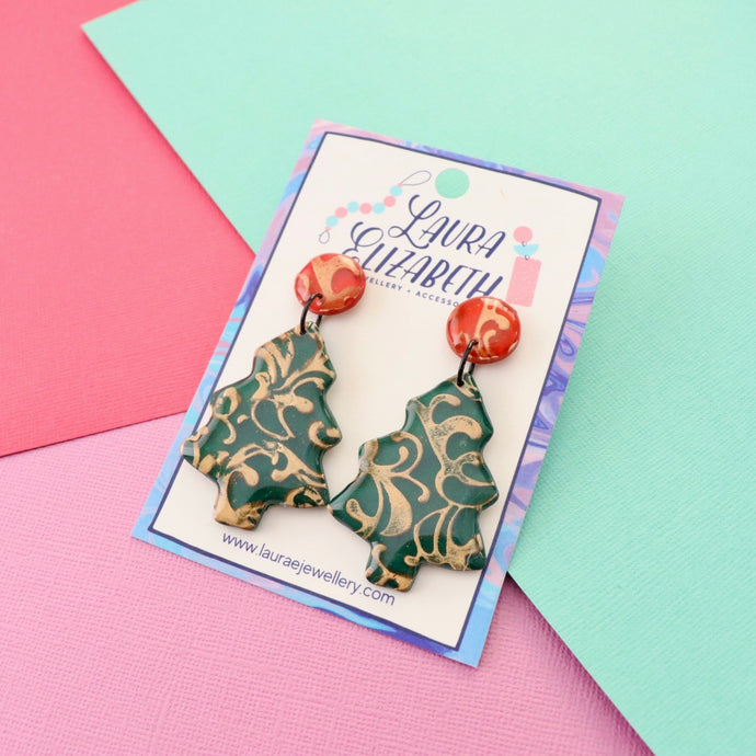 Luxe Christmas tree earrings
