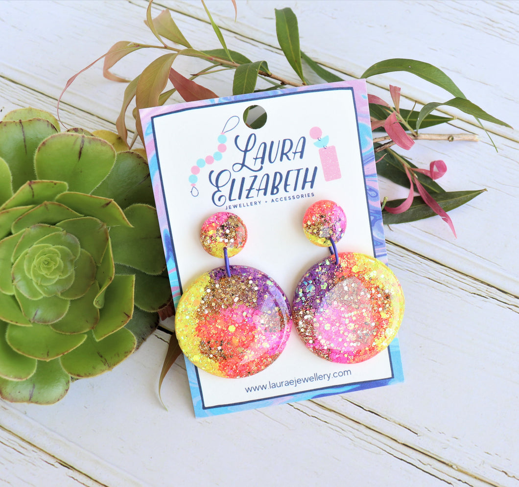 Neon Glitter Resin Dangle earrings