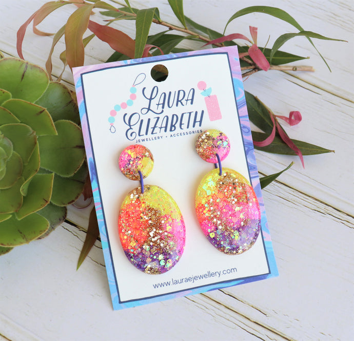 Neon Glitter Resin Dangle earrings