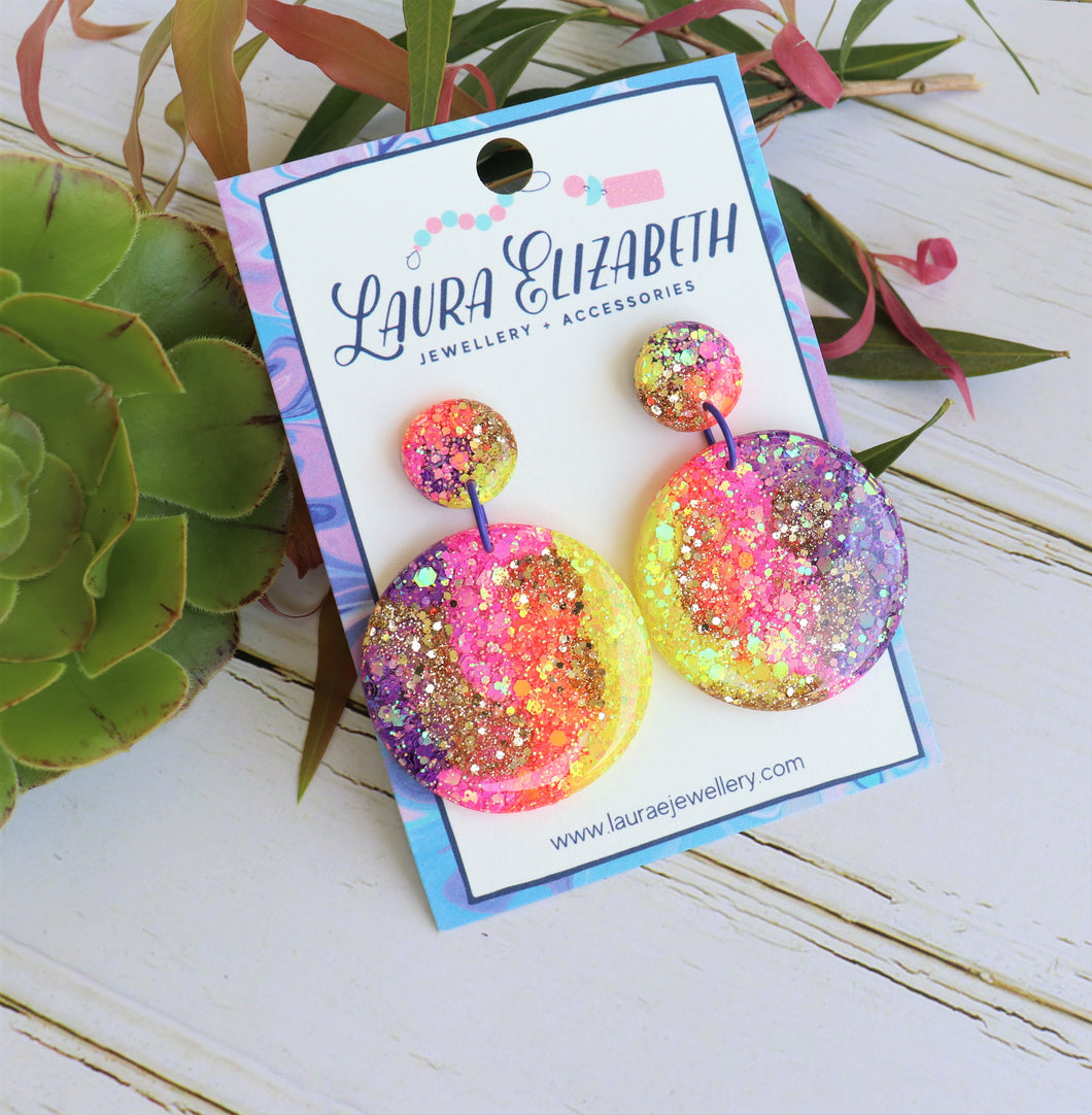 Neon Glitter Resin Dangle earrings