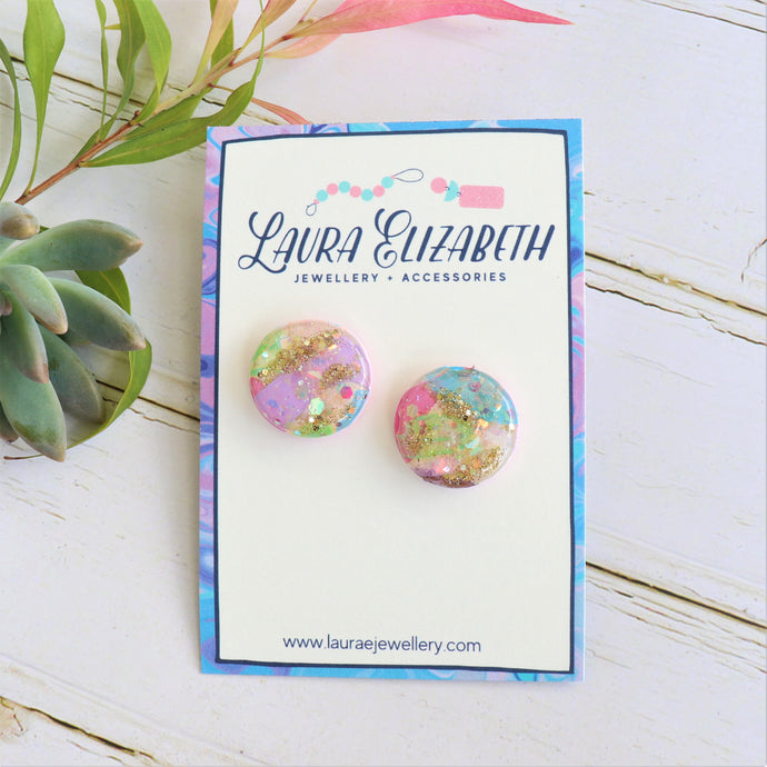 Summer Garden Resin stud earrings 22mm