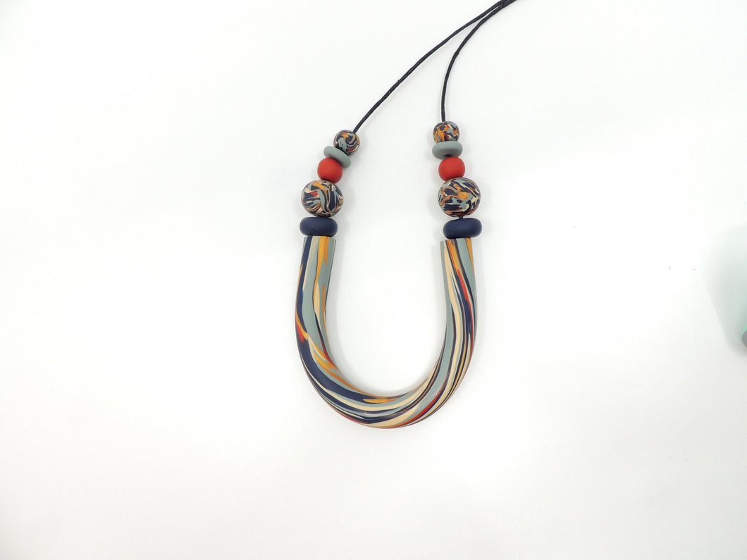 JESSICA - polymer clay curved bar necklace