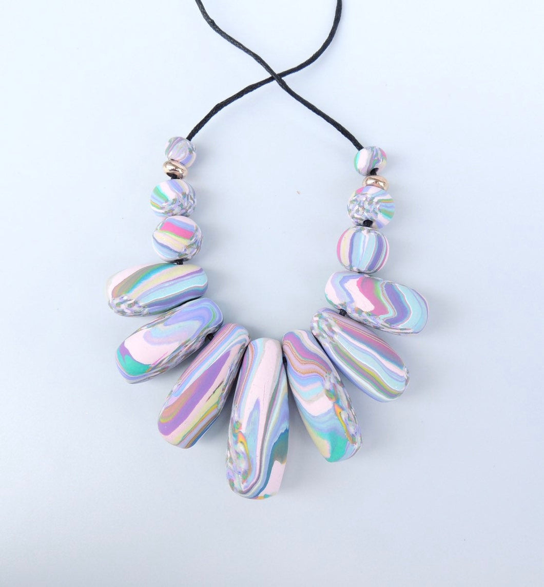 MARBLE - polymer clay drop necklace