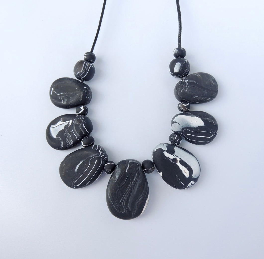 MARBLE - polymer clay drop necklace