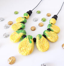PINEAPPLES - polymer clay drop necklace // summer fruit