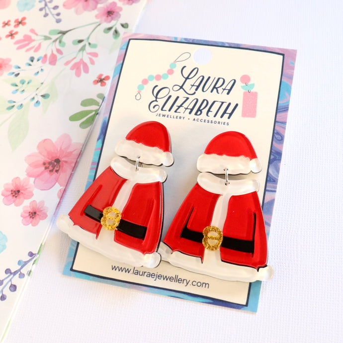 Santa Suits - Glitter Acrylic Christmas Dangles