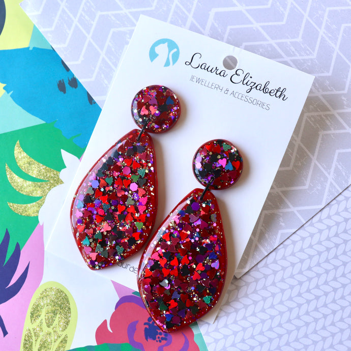 Valentine Heart Glitter dangles