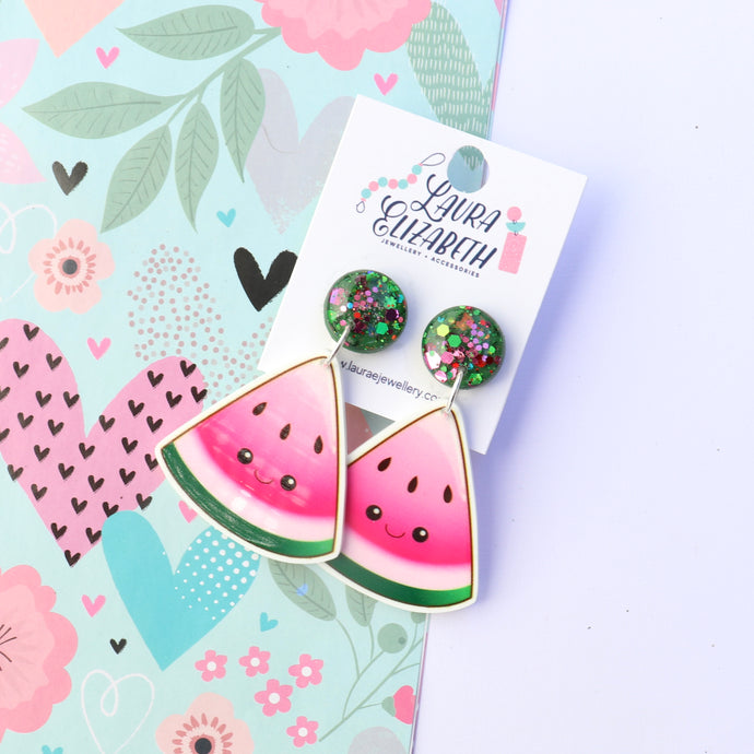 Watermelon - TUTTI-FRUITY Polymer Clay and Acrylic Earrings