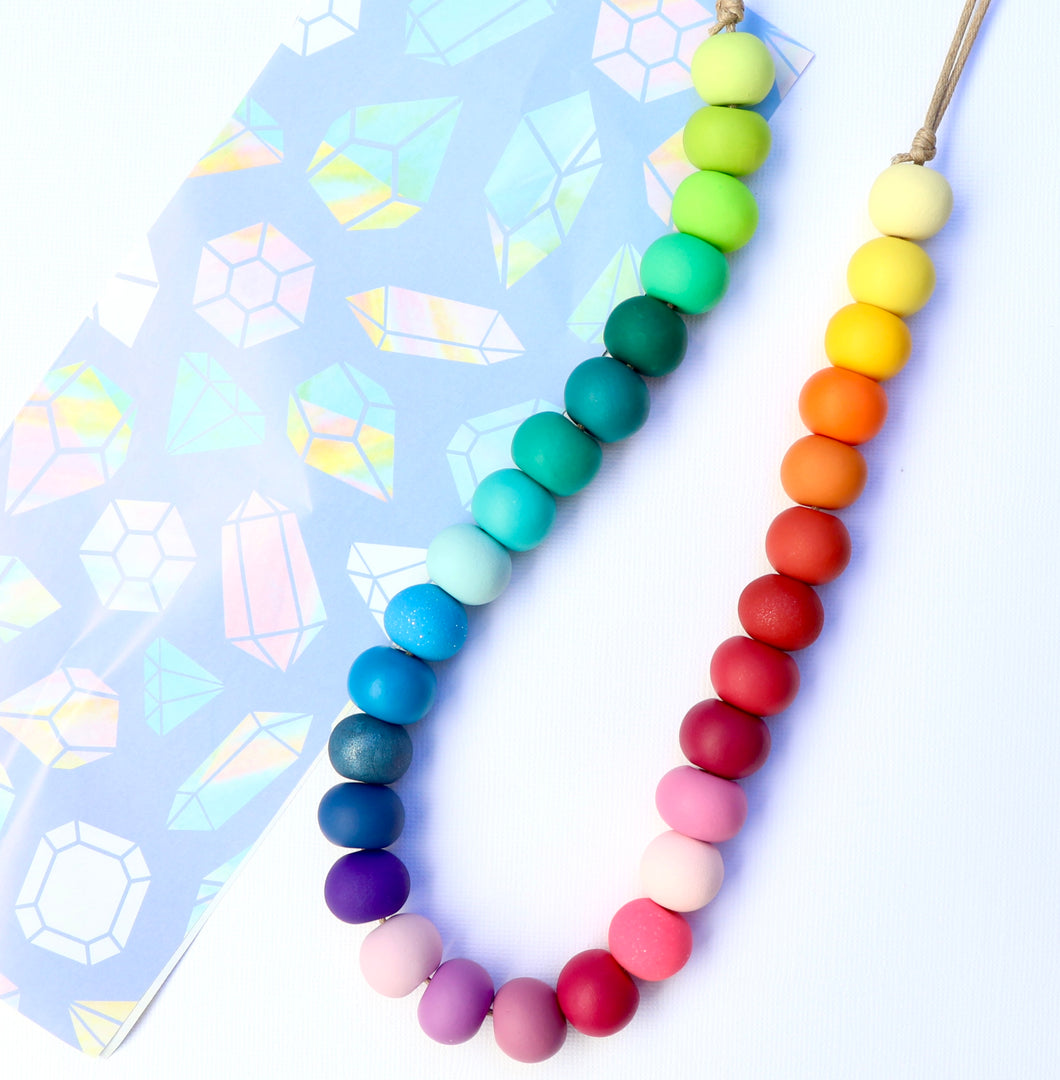 Large Rainbow multi-bead necklace