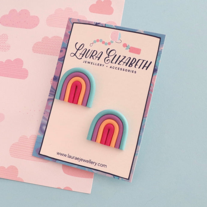 Polymer clay rainbow studs