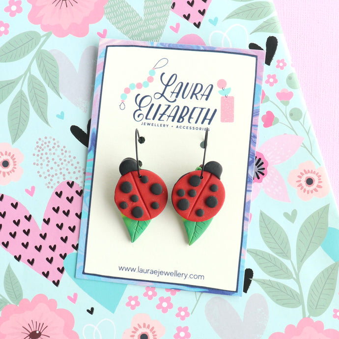 Lady Bug Hoop Earrings