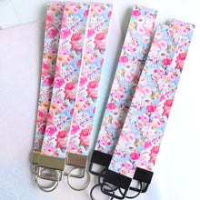 Leatherette Wristlet - key holder - florals